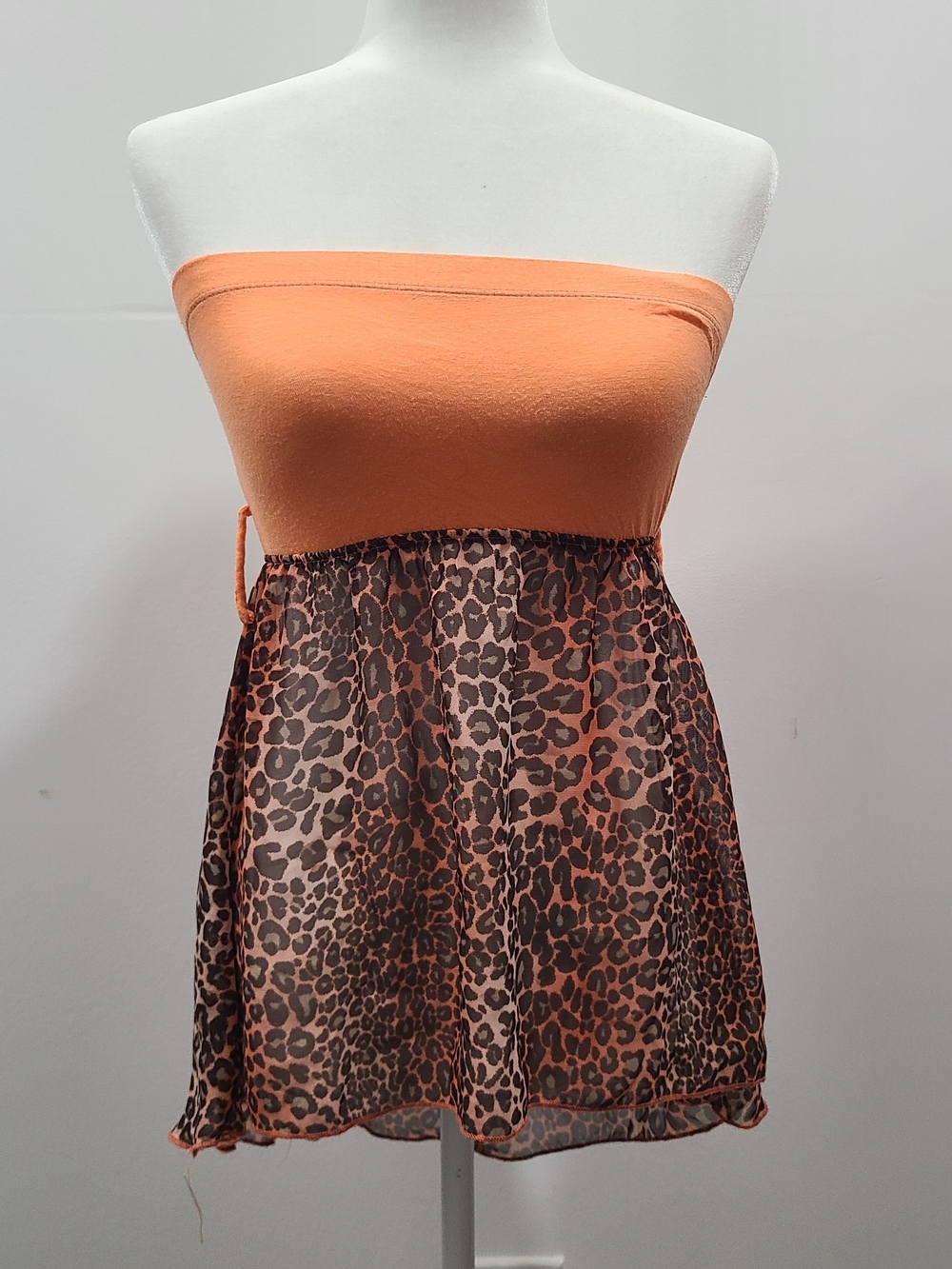 Rue21 Orange Strapless Leopard Print Babydoll Top